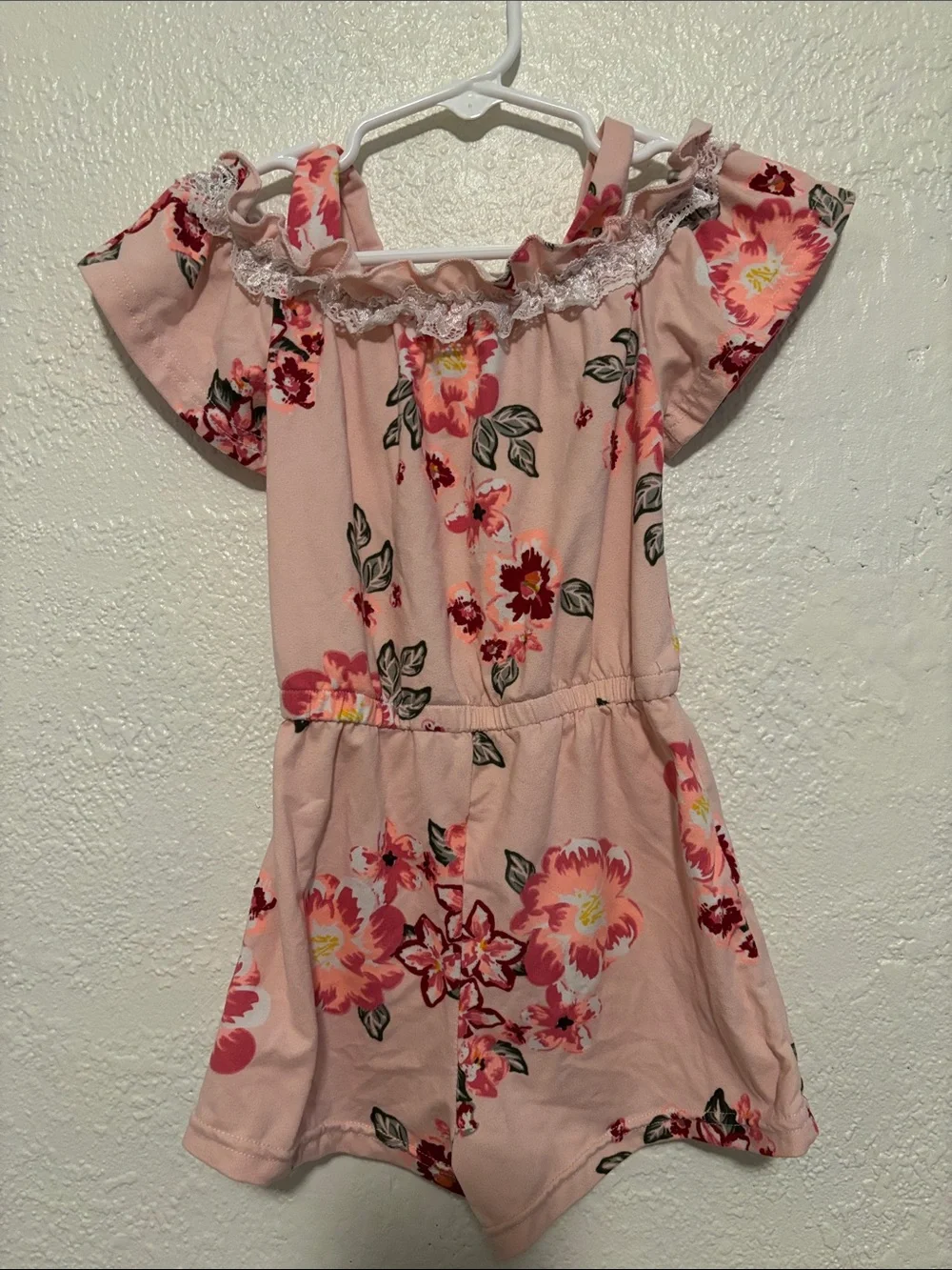 Pink Floral Off-Shoulder Romper